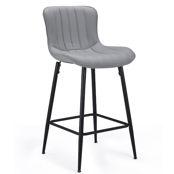 Homeroots Set of Two 27" Gray and Black Faux Leather and Metal Low Back Counter Height Bar Chairs, 2PK 719671 - main