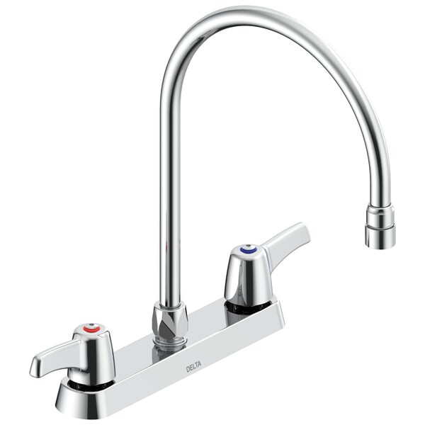 Delta Commercial 26C3 Two Handle 8 In Cast Deck-Mount Faucet In Chrome 26C3933-R7 - main