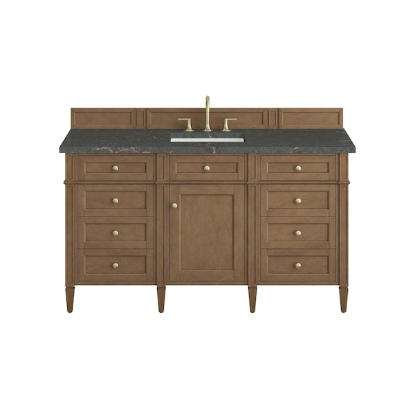 James Martin Vanities Brittany 60" Single Vanity, Pecan w/ 3 CM Parisien Bleu Silestone Top 655-V60S-PCN-3PBL - main