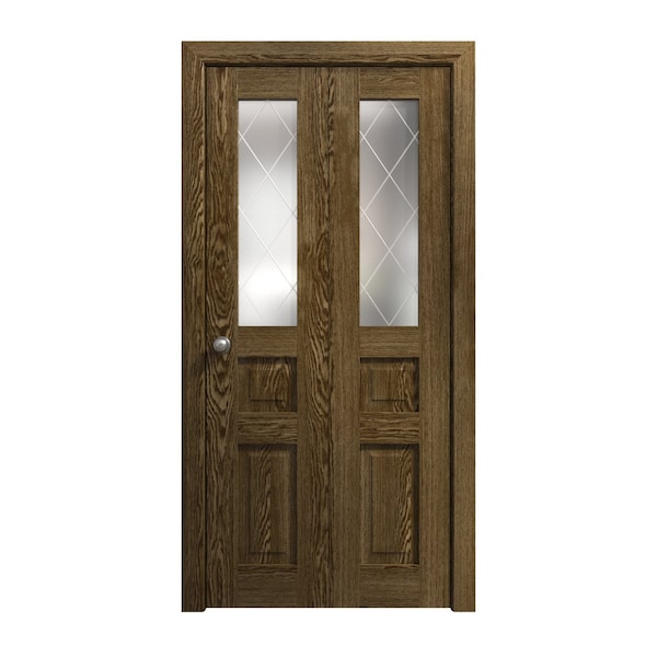 Sartodoors Sliding Closet Bi-fold Doors 60 x 80 inches, Ego 5011 Marble Oak, Sturdy Tracks Moldings Trims Har EGO5011BF-DMR-60x80 (2* 30x80) - main