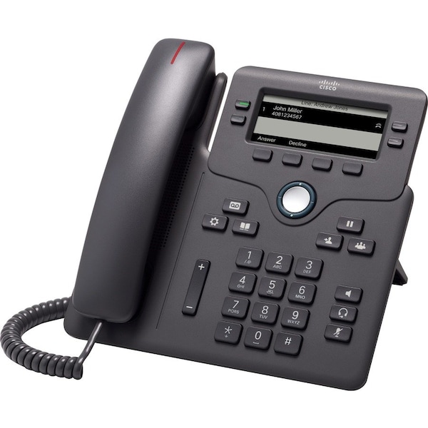 Cisco 6851 IP Phone - Corded - Corded - 3 Multiple Conferencing - Wall Mountable, Desktop - Charcoal CP68513PWNAK9= - main