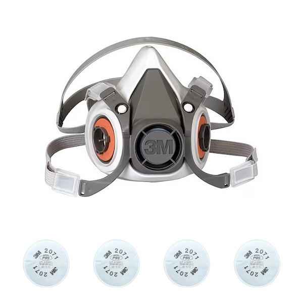 3M Half Mask Respirator Kit: 4 Cartridges Included, P95 Filter, Thermoplastic Elastomer, Size S 5AM53-4MH55 - main