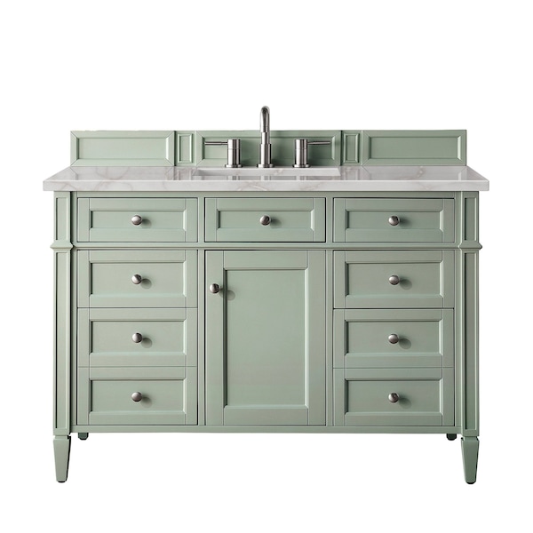 James Martin Vanities Brittany 48'' S Vanity, Sage Green w/ Victorian Sil Silestone Top w/FreePower Wireless Charger 650-V48-SGR-FVSL - main