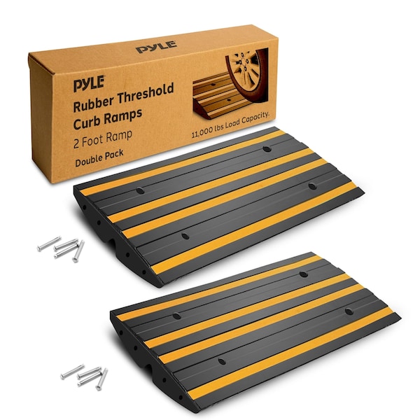 Pyle 2 Ft. Rubber Threshold Curb-Side Ramp, 2PK PCRMP2DY - main