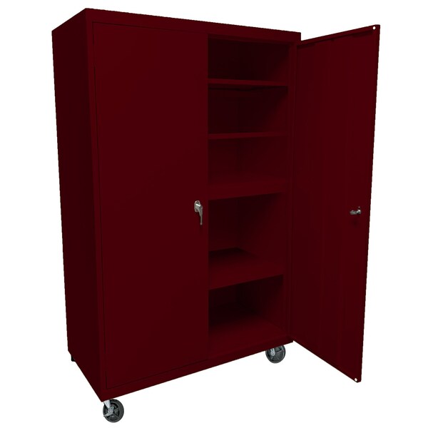 Steel Cabinets Usa Mobile Steel Storage Cabinet, 36" W, 66" H, Wine Red, 4 Shelves MAAH-3624RB-WR - main