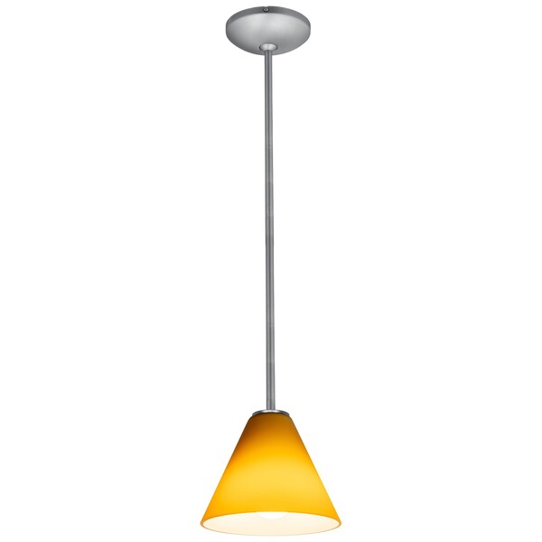 Access Lighting Martini, Pendant, Brushed Steel Finish, Amber Glass 28004-1R-BS/AMB - main