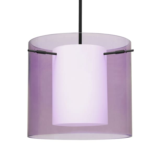 Besa Lighting Besa Pahu 12 Stem Pendant, Transparent Amethyst/Opal, Black Finish, 1x 11W LED 1TT-A18407-LED-BK - main