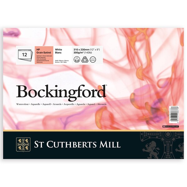 St Cuthberts Bockingford Watercolor Pad, Hot Pressed, White, Glue Binding, 140lb/300gsm, 12 Sheet, 9x12 inch T45330001011C - main