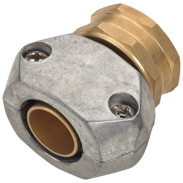 Landscapers Select Hose Coupling, 5/8 to 3/4 in, Female, Brass and zinc, Brass and Silver GC533 - main