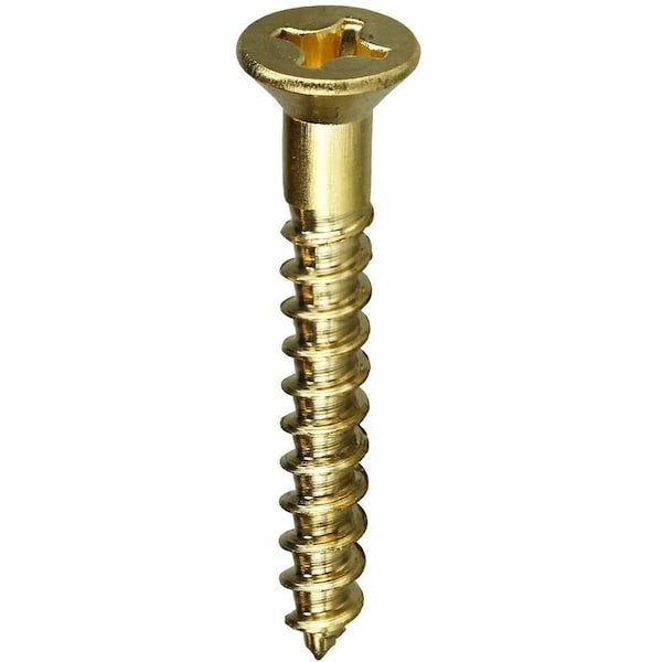 Dottie Wood Screw, #6, 3/4 in, Plain Brass Flat Head Phillips Drive, 100 PK PHFWB634 - main