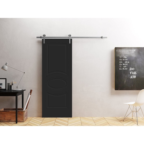 Vdomdoors Modern Barn Door 42" x 80" inches / Mela 7001 Painted Black / 6.6FT Silver Rail Track Heavy Hardwar MELA7001BD-S-TCF-42 - main