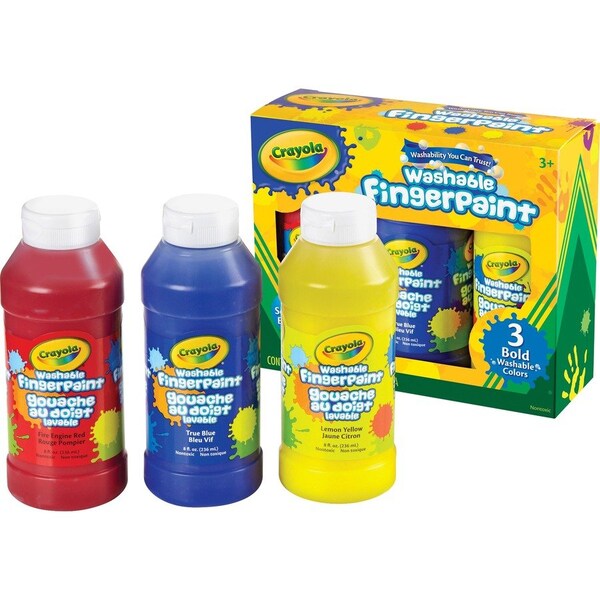 Crayola Washable Fingerpaint, Bold Colors, 8 oz., 3 Count, PK2 551310 - main