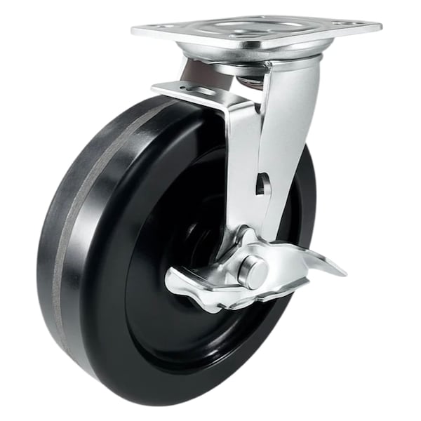 Hyw Products Heavy Duty Caster 8in Phenolic Wheel, Swivel with Brake 40-80S-A1-PH-TB - main