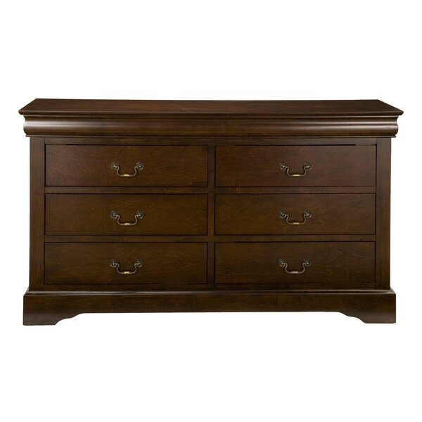 Homeroots 60" Brown Solid Wood Six Drawer Double Dresser 524135 - main