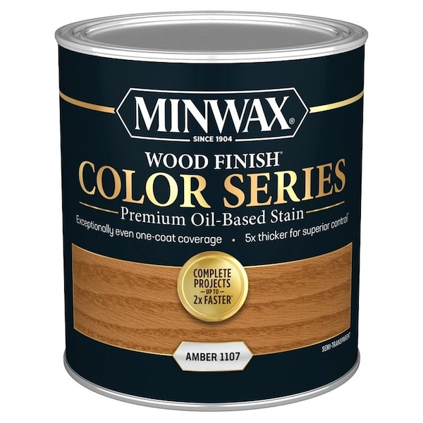 Minwax Wood Finish Color Series Interior Wood Stain, Semi-Transparent, Amber, Liquid, 1 qt 801180000 - main