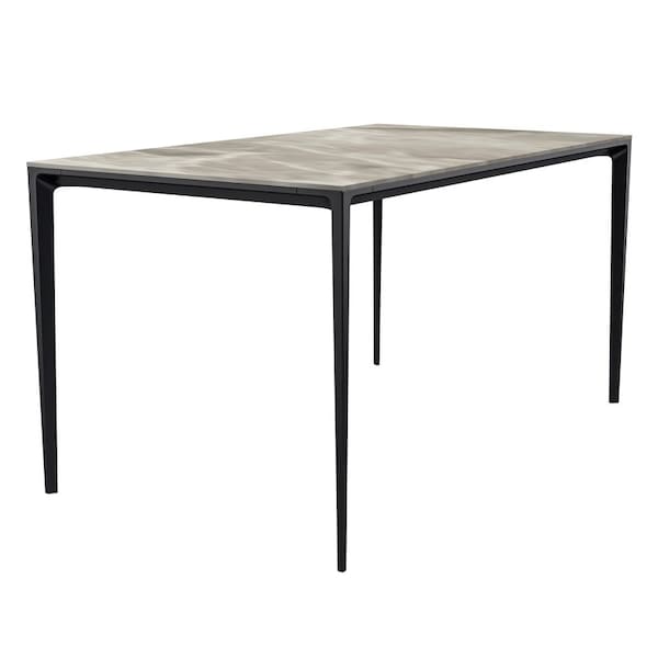 Leisuremod Avo Modern Dining Table - Black Aluminum Base with Sintered Stone Top ATBL-62DGR-S - main