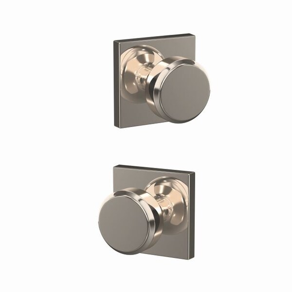 Schlage Residential Schlage Custom Bowery Knob with Collins Rose Non Turning Double Dummy Pair Bright Nickel Finish FC172BWE618COL - main