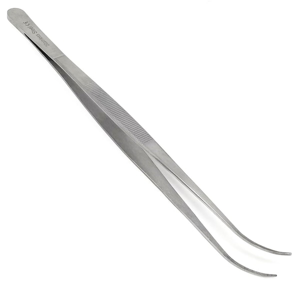 A2Z Scilab Tweezers, Fine Serrated Tip Curved Lab Forceps, 12 inch, Stainless Steel A2Z-ZR1118 - main