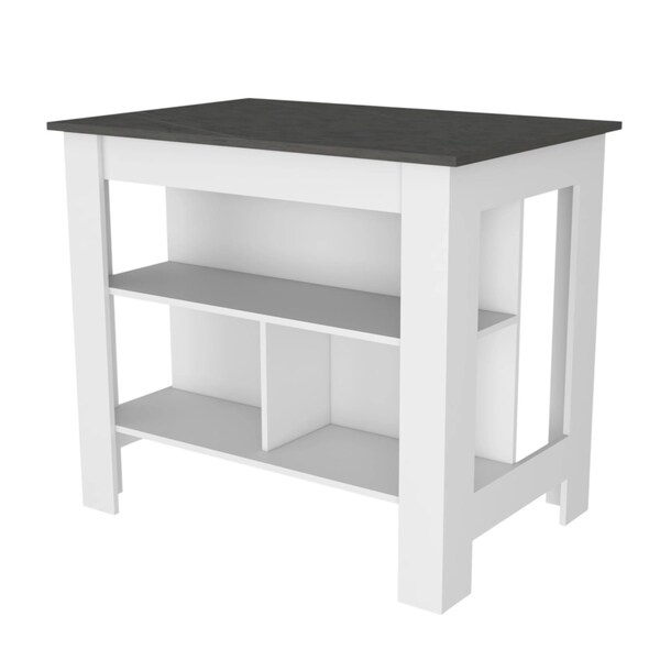 Homeroots 41in Gray and White Wood Kitchen Island Set With Storage 519045 - main