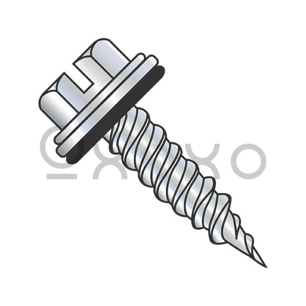 Oxoxo 10X3/4 Slot Indent Hex Washer 5/16 A/F Bonded Neo Epdm Washer F/T Self Piercing Zinc, 1000PK 538900 - main