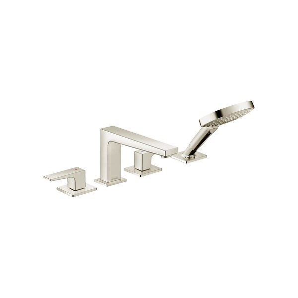 Hansgrohe Metropol 4-Hole Roman Tub Set Trim with Lever Handles and 1.75 GPM Handshower in Polished Nickel 32557831 - main