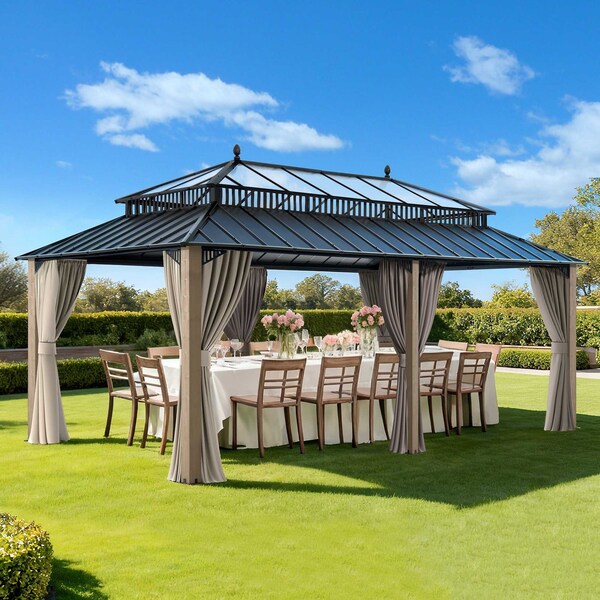 Sunjoy 20x12 Kingston PC Top Rectangular Gazebo Wood A1020438B000 - main
