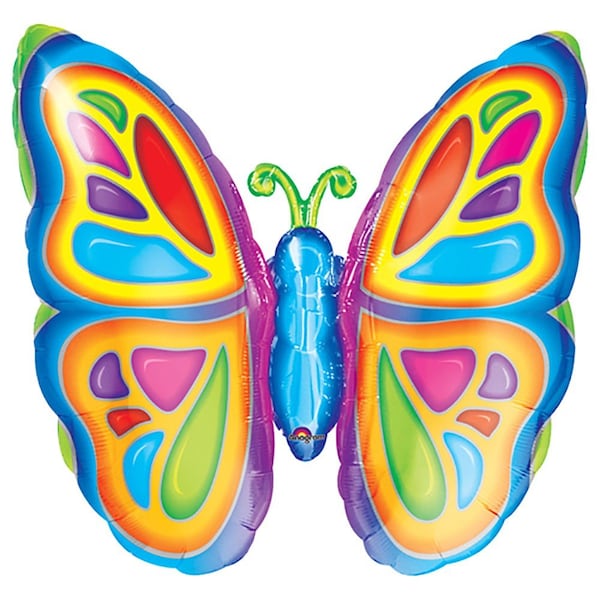 Loonballoon Birthday Bugs-Butterflies Balloons, 25 inch BRIGHT BUTTERFLY LOON-LAB-07254-01-A-P - main