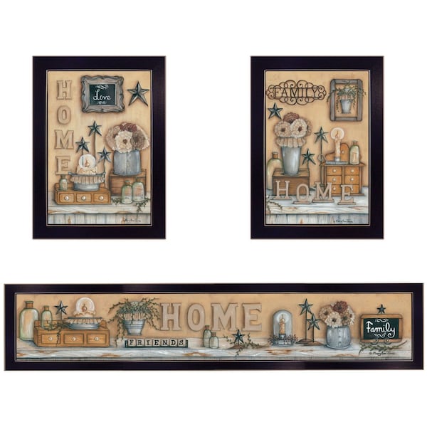 Homeroots Set Of Three Where Family and Friends Gather 1 Black Framed Print Wall Art, 3PK 405903 - main