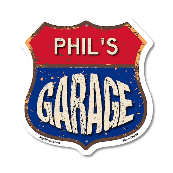 Signmission Phil's Garage, 12 Inch X 12 Inch, Aluminum Metal Sign SHI-A-12-383-PHIL - main
