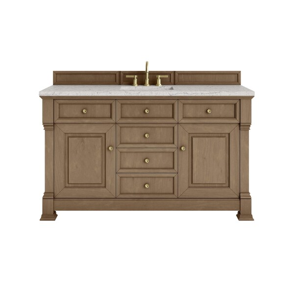James Martin Vanities Brookfield 60 in. Single Vanity, Pecan w/ 3 CM Eternal Jasmine Pearl Silestone Top 547-V60S-PCN-3EJP - main