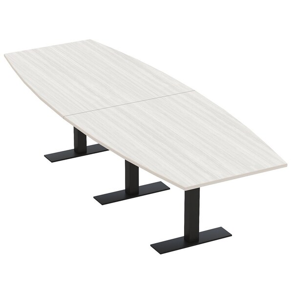 Skutchi Designs 10ft Boat Conference Table With Power | Harmony Series | 10 Person Meeting Room Table HAR-BOT-48X120-T.BK-WA7976-NA - main