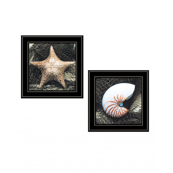 Homeroots Set Of Two Ocean Net 2 Black Framed Print Wall Art, 2PK 408210 - main