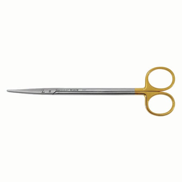 Jorgensen Laboratories Aesculap Metzenbaum Scissors, Tungsten Carbide Inserts, Gold-plated Rings, Curved 7" J0662DC - main