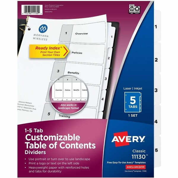 Avery Dividers, Index, Ready, 1-5 5PK AVE11130 - main