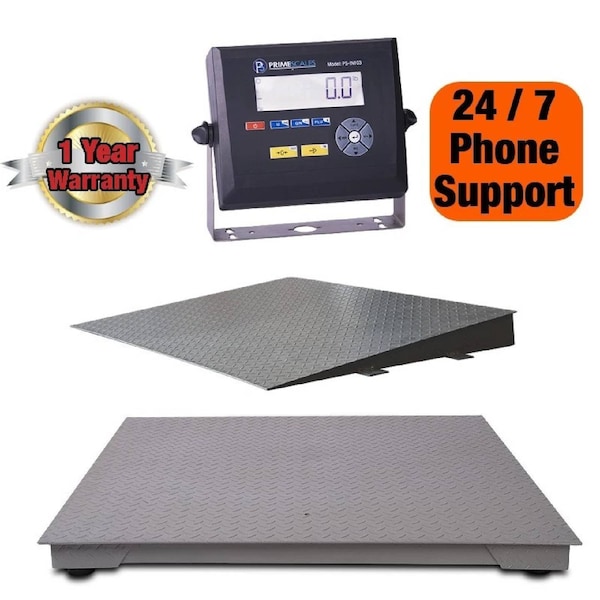 Prime Systems Prime Scale 10,000lb x1lb Floor Scale Pallet Scale with Ramp and IN103 Indicator PS-10000F+103+ramp - main