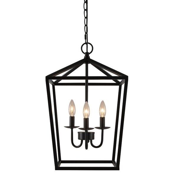 Boston Harbor Pendant Light, 0.5 A, 120 V, 60 W, 3-Lamp, Type B/CA Bulb Lamp, Metal Fixture, Black Fixture LS10613 - main