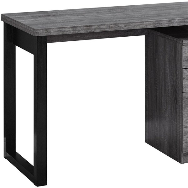 Homeroots 24" Gray and Black Computer Desk With Three Drawers 333466 - main