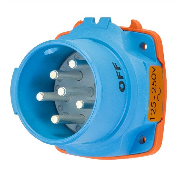 Meltric DSN30 INLET POLY BLUE SIZE 2 TYPE 4X IP 69 2P+N+G 30 A 125/250 VAC 60 Hz +2 AUX 63-38076-972 - main