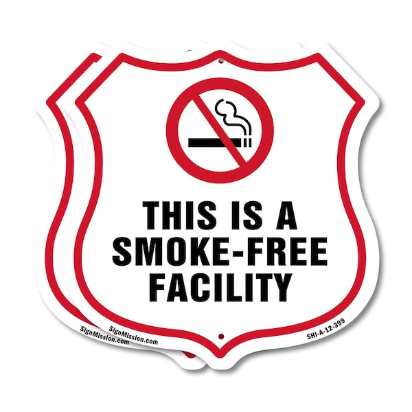 Signmission No Smoking Shield Label Set This Is A Sm, 12 inch X 12 inch, Plastic Sign, 2PK SHI-P-2PACK-12-399 - main