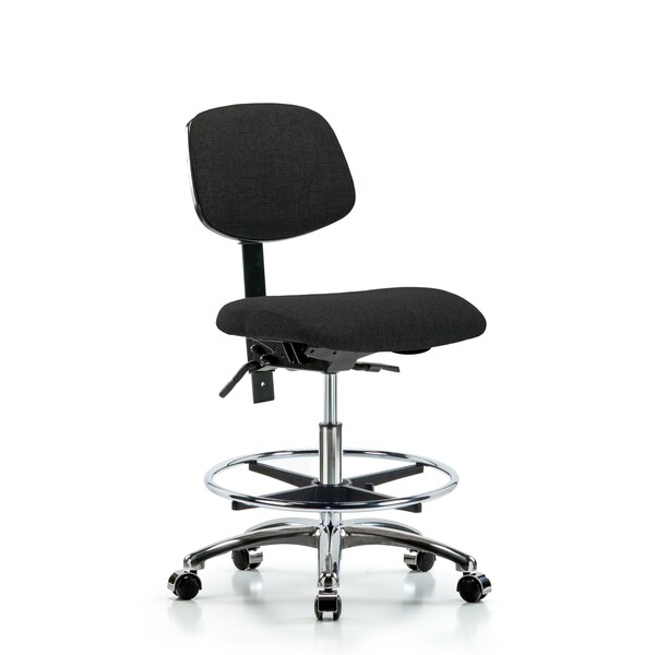 Blue Ridge Ergonomics Chair, Fab, Med Bench, Chr CF Casters, Blk, No Arms, 22" to 29" Height, Black BR-FMBCH-CR-T0-A0-CF-CC-F42 - main