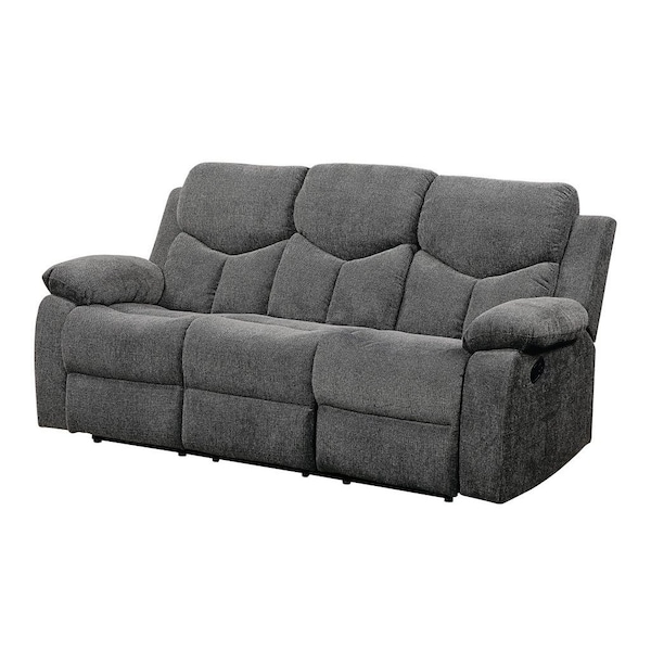 Homeroots 82" Gray Chenille Reclining Sofa With Black Legs 491322 - main