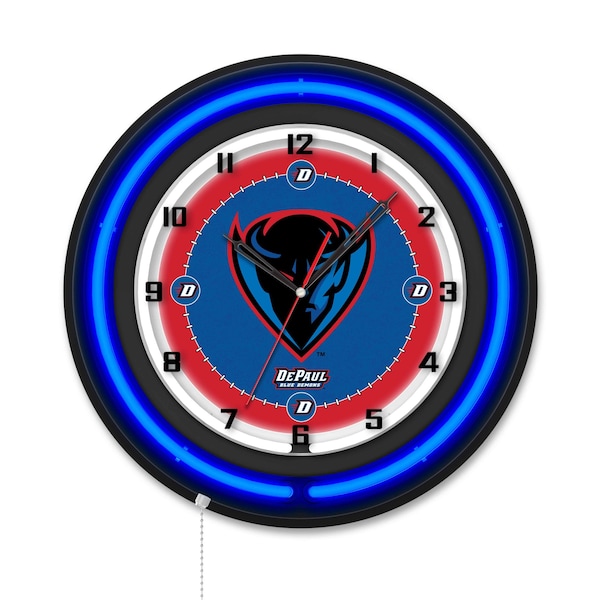 Holland Bar Stool DePaul University 19 Double Neon Wall Clock Clk19BK - main