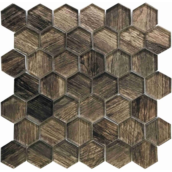 Apollo Tile Brown 11.8 in x 11.8 in Glass Glossy Floor and Wall Mosaic Tile 4.83 sqft/case, 5PK APLSRA8806A - main