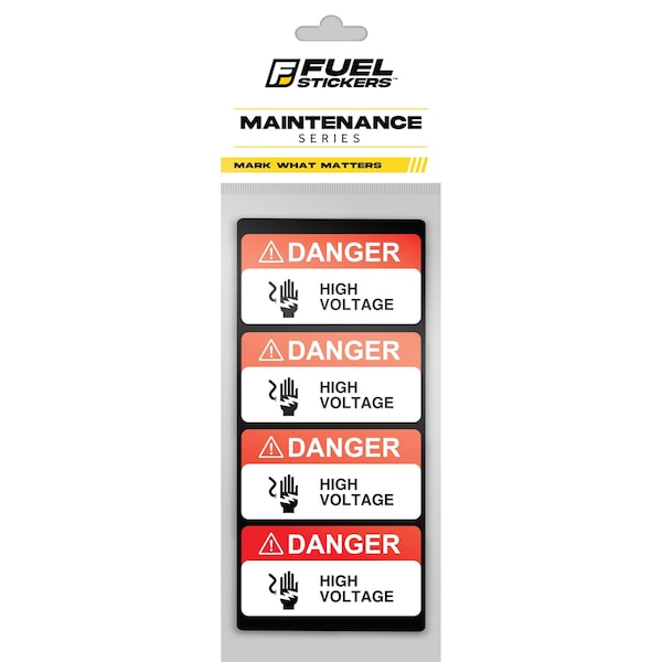 Fuel Stickers Danger High Voltage Stickers, Small, Heavy-Duty Labels for Machinery and Equipment, 2in x 1in, 4PK Z-2X1VOLT-4PK - main