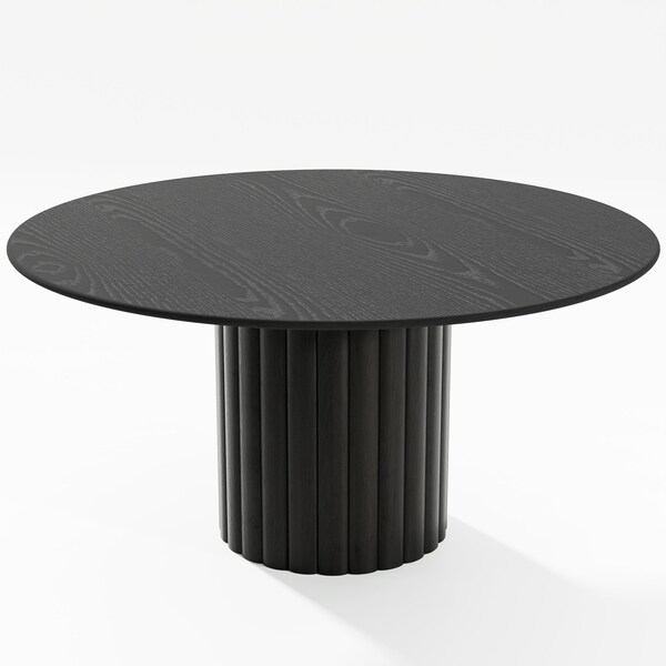 Homeroots 60" Black Solid Wood Pedestal Base Round Top Dining Table 721035 - main