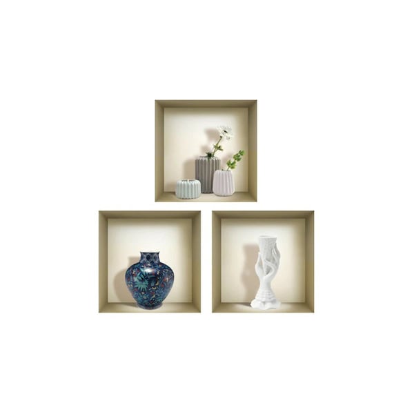 Homeroots Set of Three Avi Faux Niche 3D Peel and Stick Wall Decals, 3PK 565423 - main