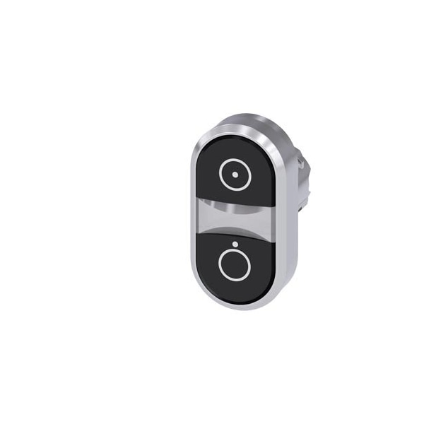 Siemens Twin pushbutton, 22 mm, round, metal, shiny, black: Symbol 5264 3SU1050-3AB11-0AQ0-ZY19 - main