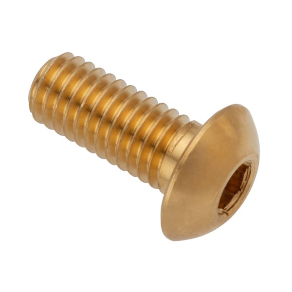 Zoro Select M5-0.80 Socket Head Cap Screw, Button, Plain Brass, 12 mm Length ZBC5X12BR - main