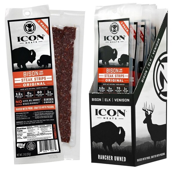 Icon Meats Bison Jerky Steak, Strip, Original, 2 oz 74037 - main