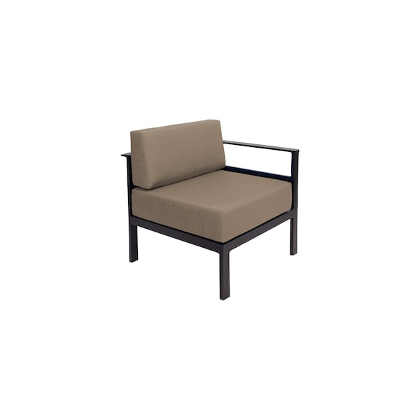 Bfm Seating Belmar Left Arm Sofa Section with Sunbrella cushions, Sand Black Frame PH6101BL-L-14090 - main
